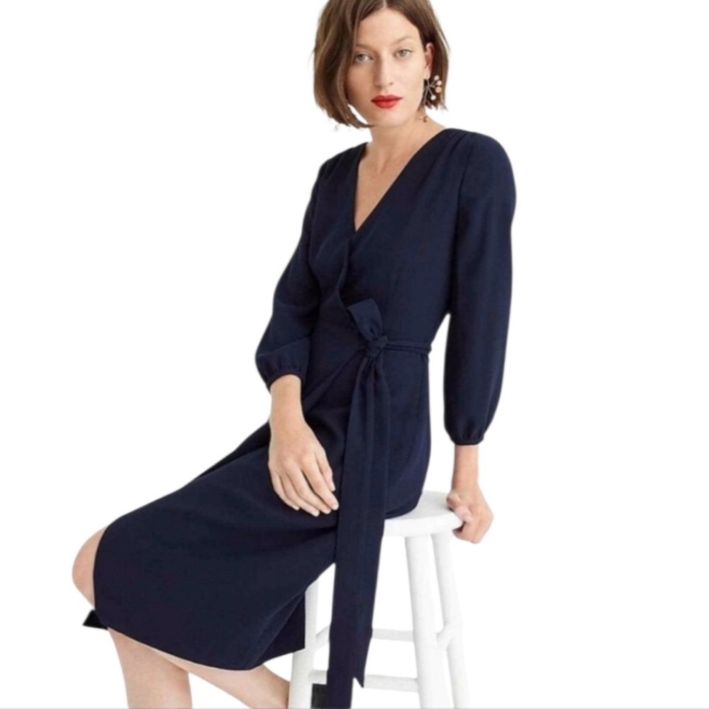 NWOT J Crew Black Crepe Wrap Dress